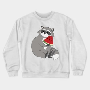 Cute raccoon with watermelon Crewneck Sweatshirt